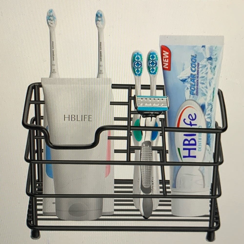 Black/Stainless Steel Toothbrush Holder - New